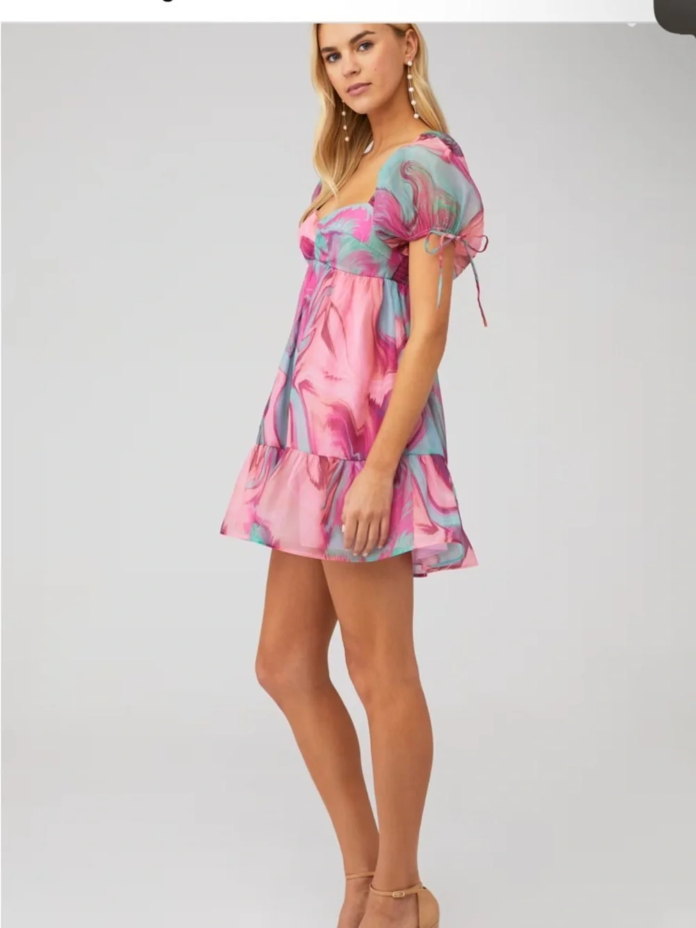Amanda Uprichard Sicily Dress Small Pink Blue Floral Mini Dress - Picture 2 of 4